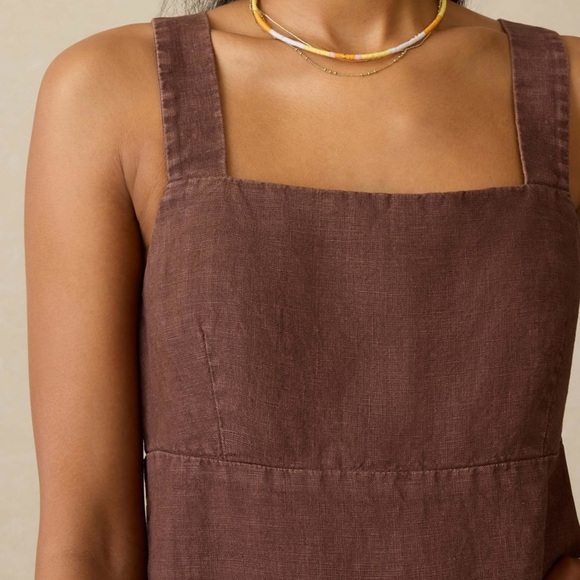 Faherty Cocoa Brown August Linen Mini Dress, Medium - Picture 3 of 15
